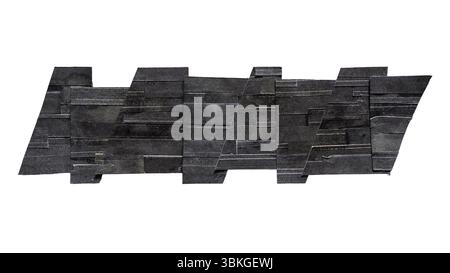 Futurism geometric shape manually created from shredded black printed paper on white background with clipping path Stock Photo