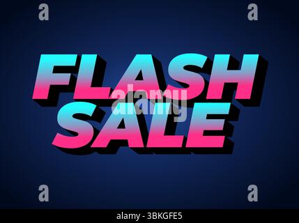 A vibrant graphic design featuring the bold text FLASH SALE in a gradient of pink and blue colors against a dark blue background The text has a 3D eff Stock Vector