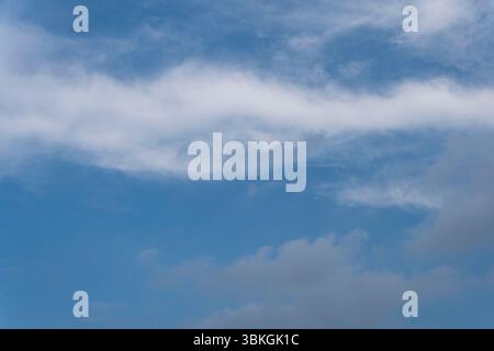 Blue sky with a few clouds The sky is clear and bright,. Stock Photo