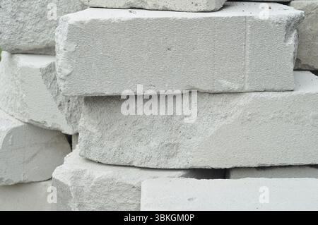 Stacked White Bricks for Building Construction Stock Photo