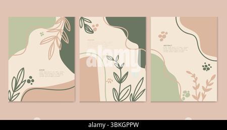 Modern abstract carousel template with earthy tones and organic shapes.MINIMALIST stylish Instagram posts, branding, and visual storytelling. vector Stock Vector