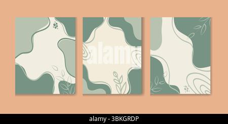Set of abstract templates with fluid shapes and teal tones. Ideal for business cards, presentations, posters, or branding projects. Stock Vector