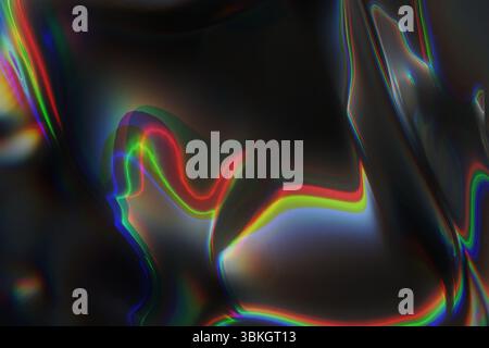 flowing multicolor light patterns over a dark, liquid-like background Stock Photo