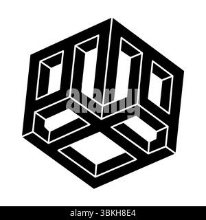 Optical illusion object. Impossible shapes. Geometric figures. Escher style. Web design elements. Stock Vector