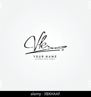 VK Initial Logo in Signature Style for Photography and Fashion Business - Hand Drawn Signature Logo Vector Stock Vector
