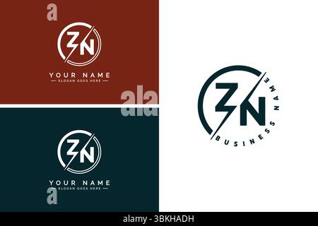 Creative Monogram for Initial Letter ZN Logo - Minimal Vector Logo Template for alphabet Z & N Stock Vector