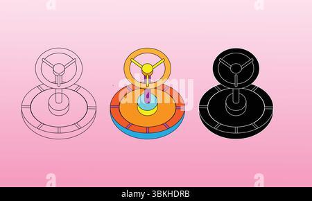 Abstract Colorful Gears Design on Gradient Light Pink Background Illustration Stock Vector