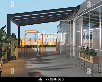 3d render luxury house exterior view Stock Photo