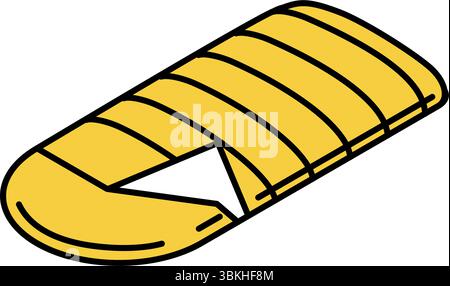 Isometric line art illustration of a sleeping bag, simple summer camping gear icon, Vector Illustration Stock Vector