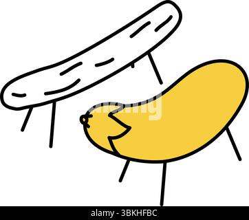 Isometric line art illustration of shoryouma spirit animals for Obon, simple summer traditional icon, Vector Illustration Stock Vector