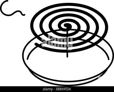 Isometric line art illustration of mosquito coil, simple summer lifestyle icon, Vector Illustration Stock Vector