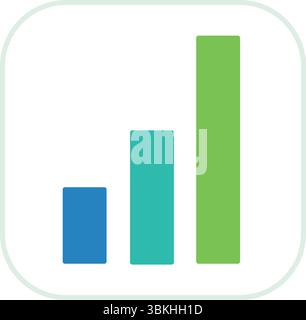 Minimal business analytics icon with colourful bar chart showing growth, finance, statistics and data insights. Stock Vector