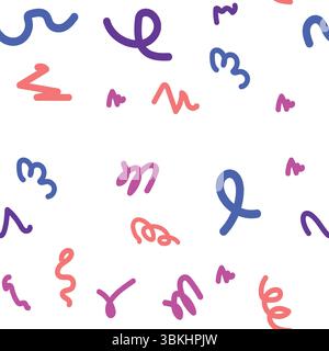 Bright hand-drawn squiggle lines scattered across a white background, creating a seamless and modern abstract design. Vector illustration Stock Vector