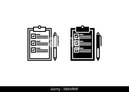 Clipboard Icon Set. A black icon of a clipboard, representing organization. Stock Vector