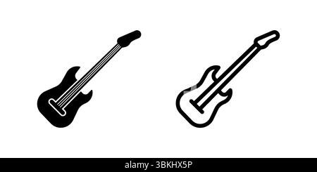 Cool electric guitar icon representing music, entertainment, and rock and roll. Great for bands, concerts, and audio themes. Stock Vector