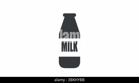 Milk Bottle Icon. Vector isolated editable flat black and white illustration of a bottle of milk. Stock Vector