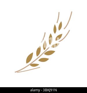 Wheat spikelet. Vector illustration in flat style. For design cereals, flour products, pastries. For print, label, logo, shop, bakery. Simple vector Stock Vector