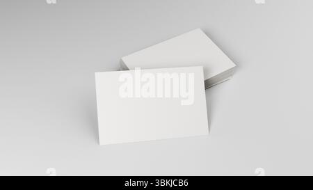 Empty business cards stack, ideal for mockup. Template for branding identity. Isolated on white background. Stock Photo