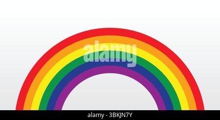 Curved Rainbow Flag on White Background, Pride Month celebration, absract lines Stock Vector