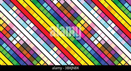 Vibrant Rainbow Pixelated Squares Abstract Background Pride Month LGBTQIA Art Stock Vector