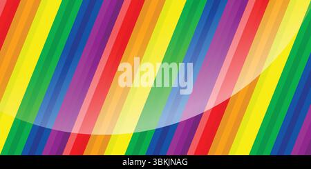 Happy Pride Month Banner with Progress Pride Flag Color Shadow and Border on colorful Background. Vector Illustration Stock Vector