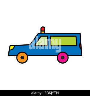 blue cartoon police car icon vector illustration Stock Vector