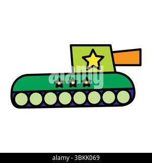 green cartoon toy tank icon vector flat Stock Vector