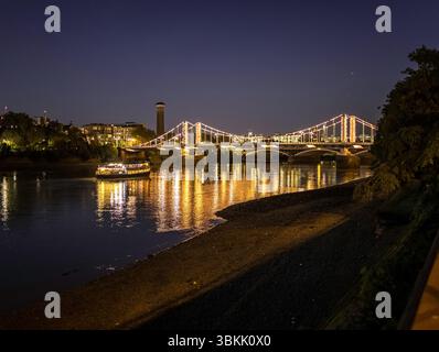 London, UK - September 14, 2023: Chelsea Bridge at night. Stock Photo