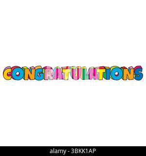 colorful congratulations cartoon text art fun illustration Stock Vector