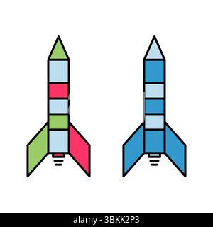 rocket missile icon vector colorful isolated on white background Stock Vector