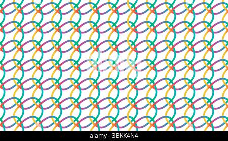 interlocking rings lines pattern colorful vector illustration background Stock Vector