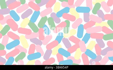 medicine capsules pattern vector illustration. soft pastel colorful background. Stock Vector