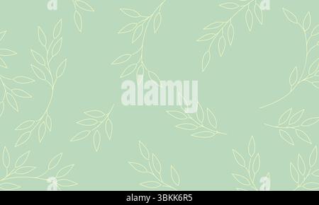 Pastel Green Leaves Background, Repeating Botanical Pattern Vector illustration Stock Vector