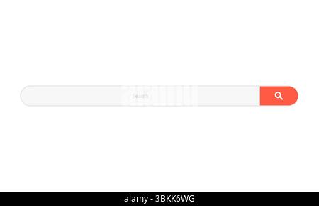 Clean and Simple Search Bar with a Red Search Button, Vector Illustration for Web Design and User Interface. Stock Vector