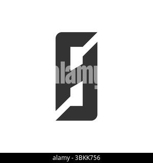 abstract geometric SH or HS monogram in white background Stock Vector