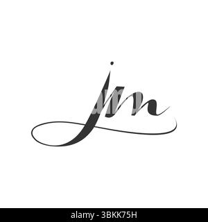 beautifully handwritten JM lettermark logo design vector for branding. Stock Vector
