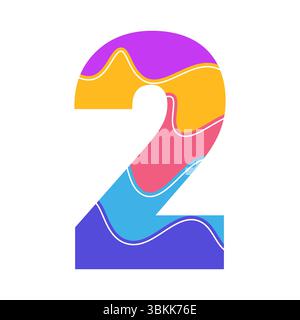 number 2 colorful icon vector isolated on white background Stock Vector