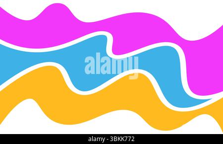 Vibrant Wavy Abstract Background with Pink, Blue, and Yellow Hues Stock Vector