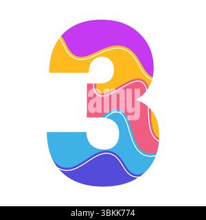 colorful abstract pattern number 3 design vector Stock Vector