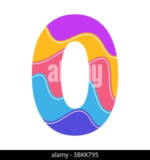 colorful number 0 or zero icon graphic with fluid abstract shapes Stock Vector
