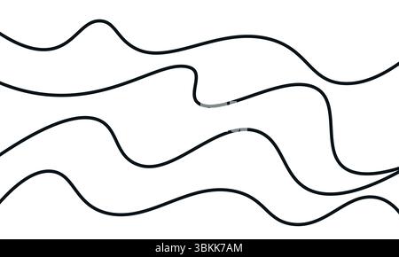 abstract black and white fluid wavy lines simple background Stock Vector