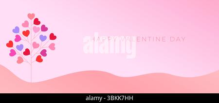 happy valentine's day with colorful heart tree vector Stock Vector