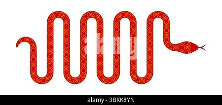 Chinese lucky red snake vector illustration on white background Stock Vector