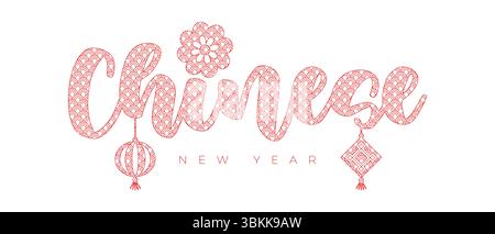 text Chinese New Year red color design vector illustration Stock Vector