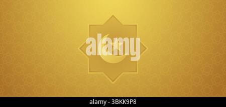 gold gradient pattern islamic background with ornament crescent moon vector illustration Stock Vector