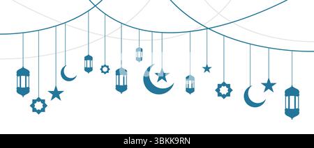 islamic hanging ornaments decoration isolated on white background Stock Vector
