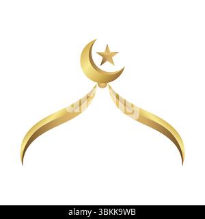 golden dome with crescent star islamic design vector illustration Stock Vector