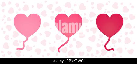 three heart balloons vector flat isolated on white background Stock Vector