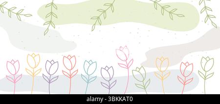 line tulip with leaf colorful background vector Stock Vector