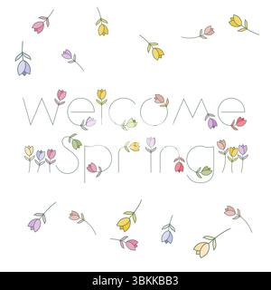 colorful abstract tulips with text welcome spring design vector Stock Vector